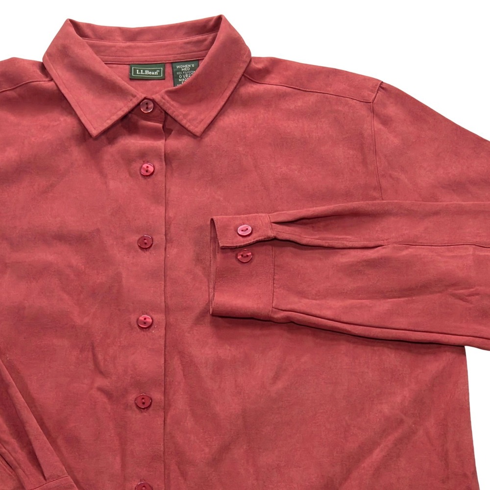 L.L.Bean Chamois Button Up Long Sleeve Shirt Coral Peach Womens Medium